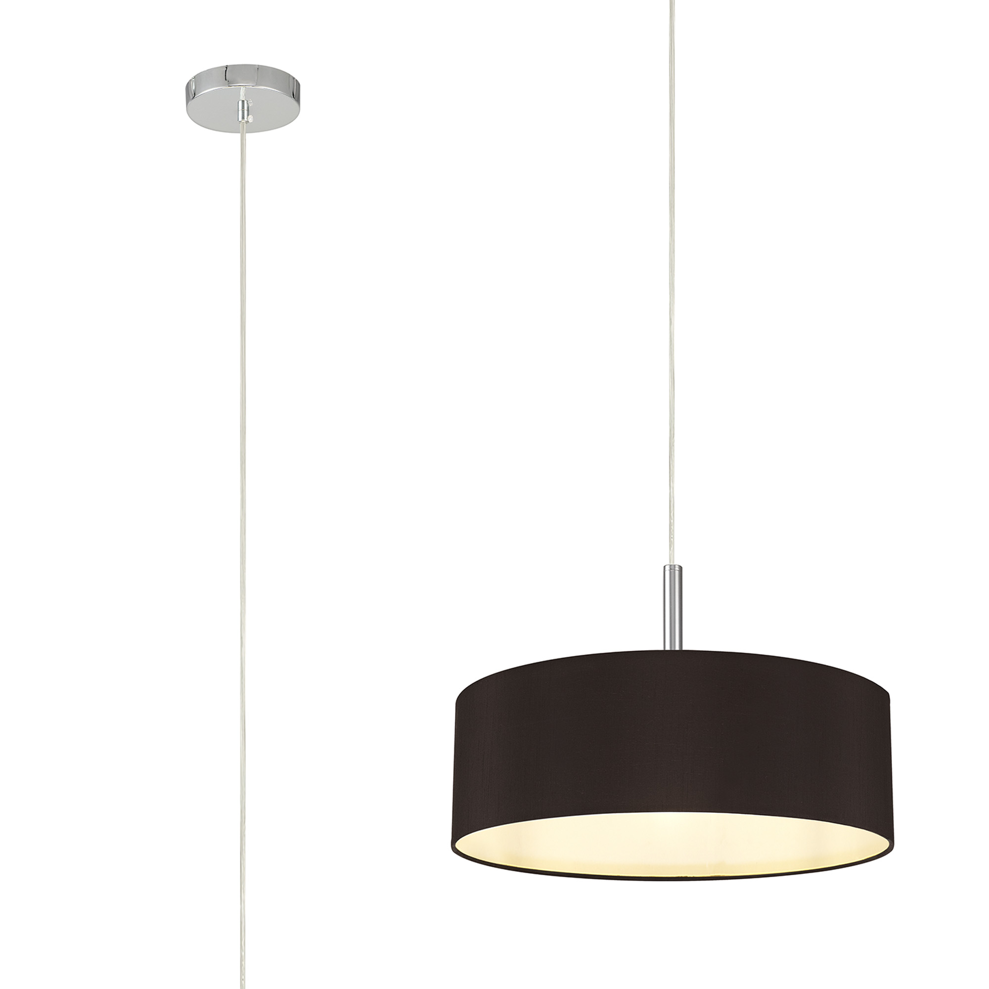 DK0689  Baymont 45cm 3 Light Pendant Polished Chrome, Black/White